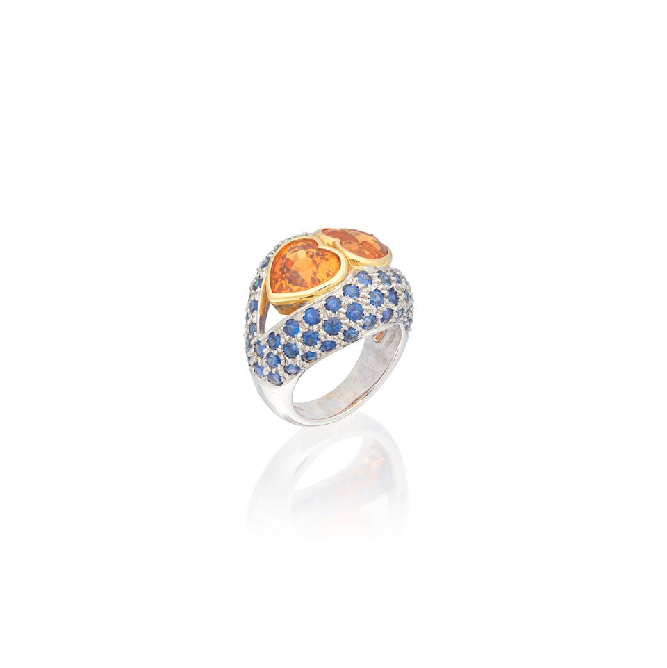 GARNET AND SAPPHIRE RING - 4