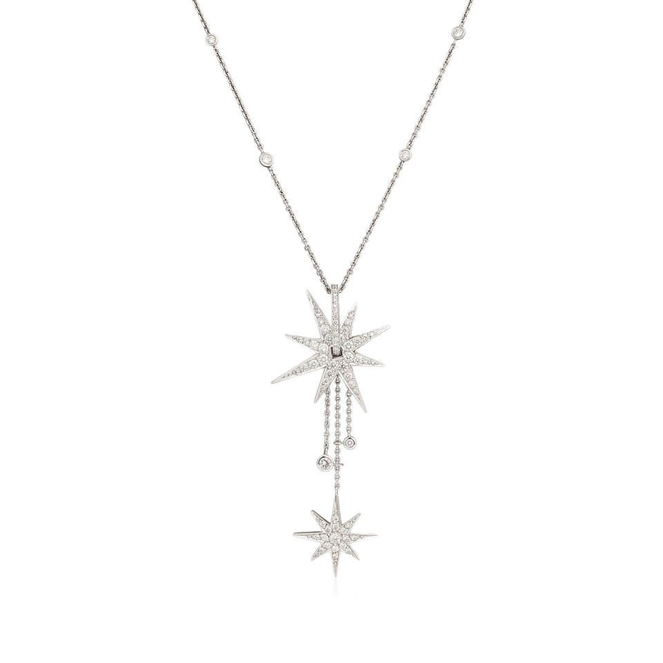 BOODLES: DIAMOND-SET 'CABARET' PENDANT/NECKLACE, CIRCA 2006: BOODLES: DIAMOND-SET 'CABARET' PENDANT/NECKLACE, CIRCA 2006 Brilliant-cut diamonds approx. 1.50cts total Platinum Pendant detachable Maker's mark B&D, London hallmarks Pendant length 6.5cm, necklace