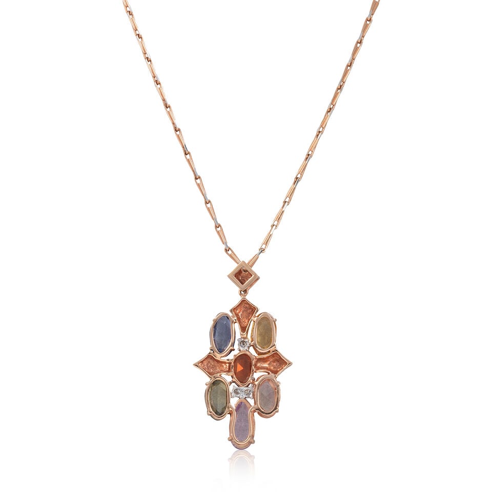 SAPPHIRE AND DIAMOND PENDANT/NECKLACE - 2