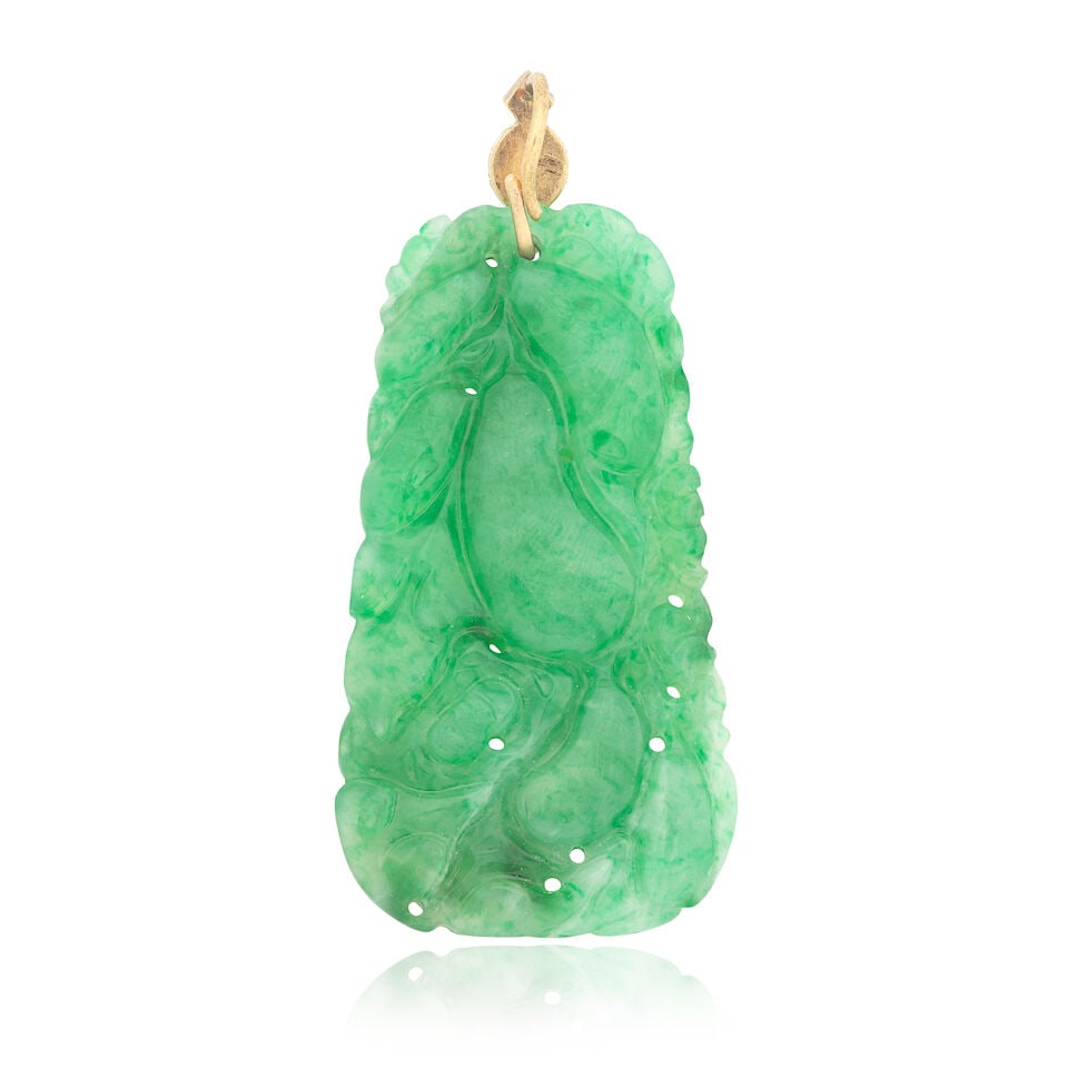 JADE, PEARL AND DIAMOND PENDANT - 2