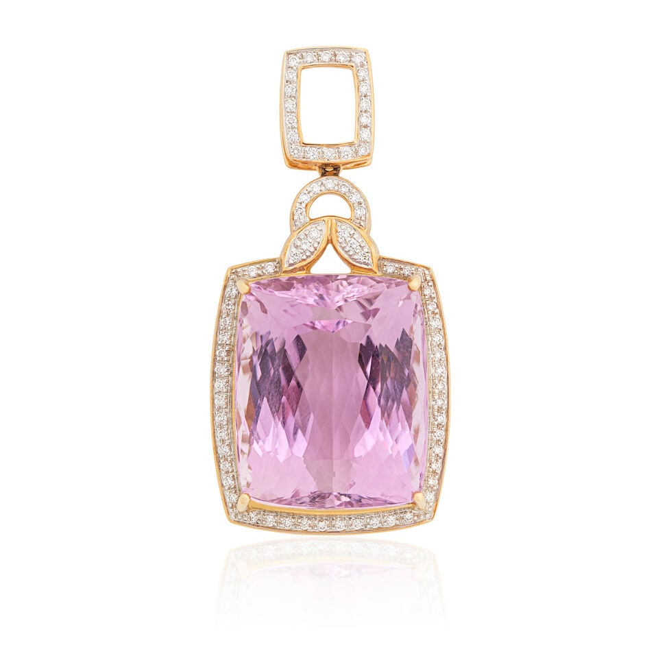 KUNZITE AND DIAMOND PENDANT (1 of 2)