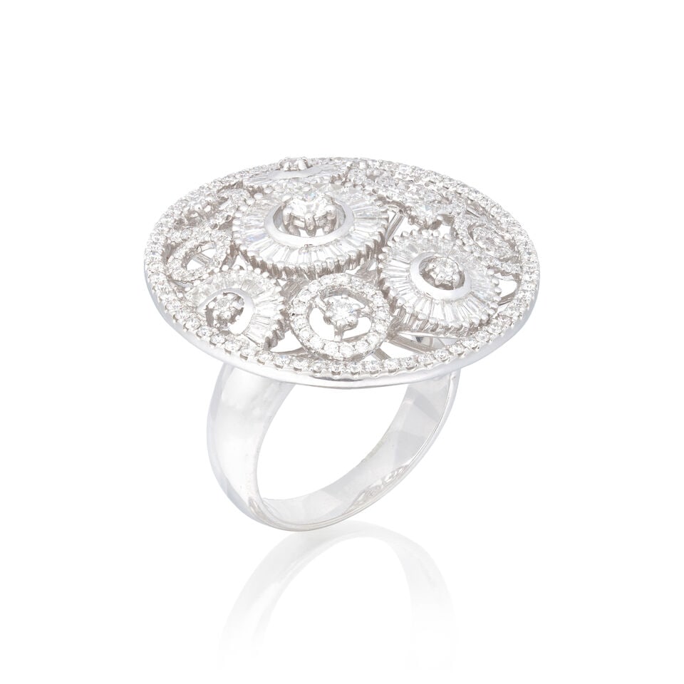 DIAMOND DRESS RING: DIAMOND DRESS RING Brilliant-cut diamonds approx. 3.70cts total Ring size approx. N Weight approx. 12.0g Footnotes: WGI: 3.70 carats of brilliant-cut diamonds, F-G colour, VS2-SI1 clarity. Report no.