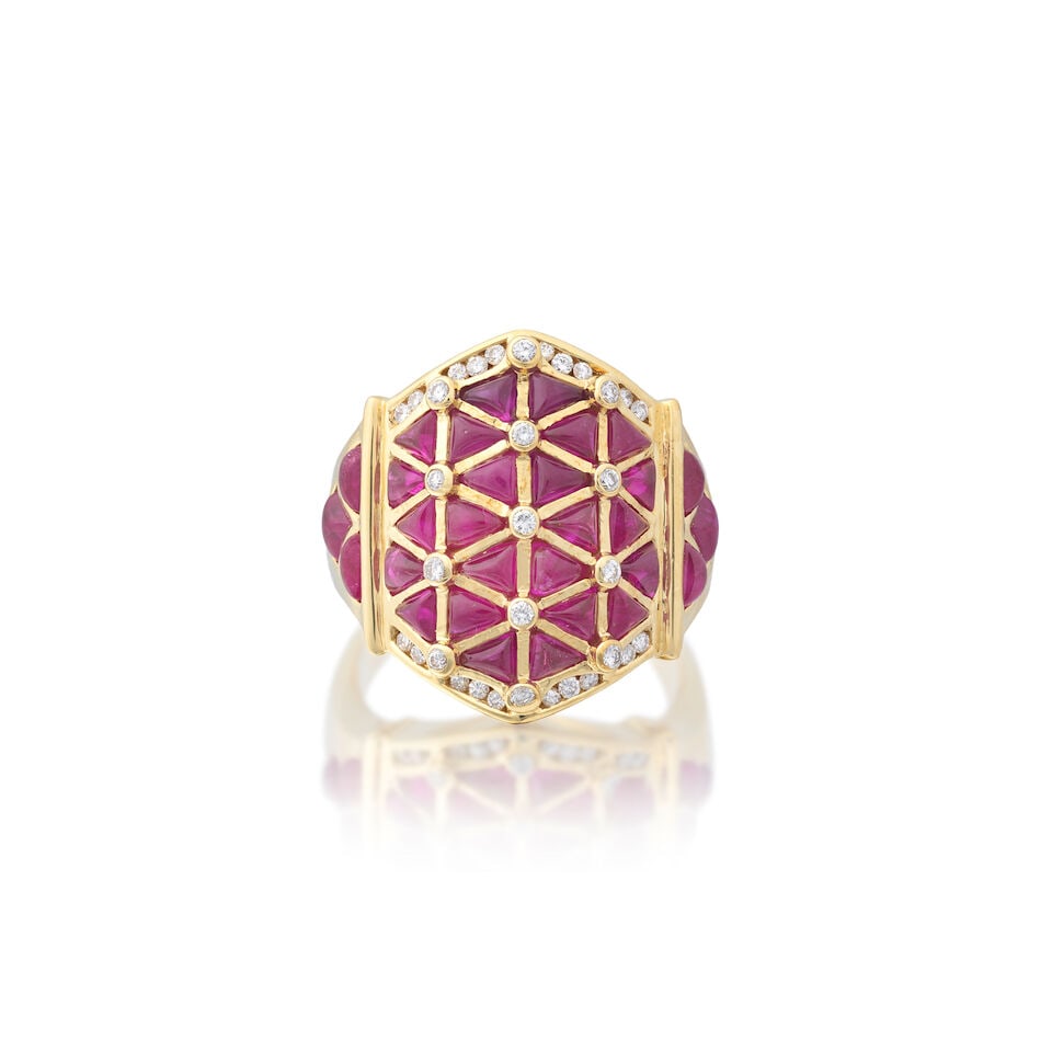 RUBY AND DIAMOND DRESS RING - 4