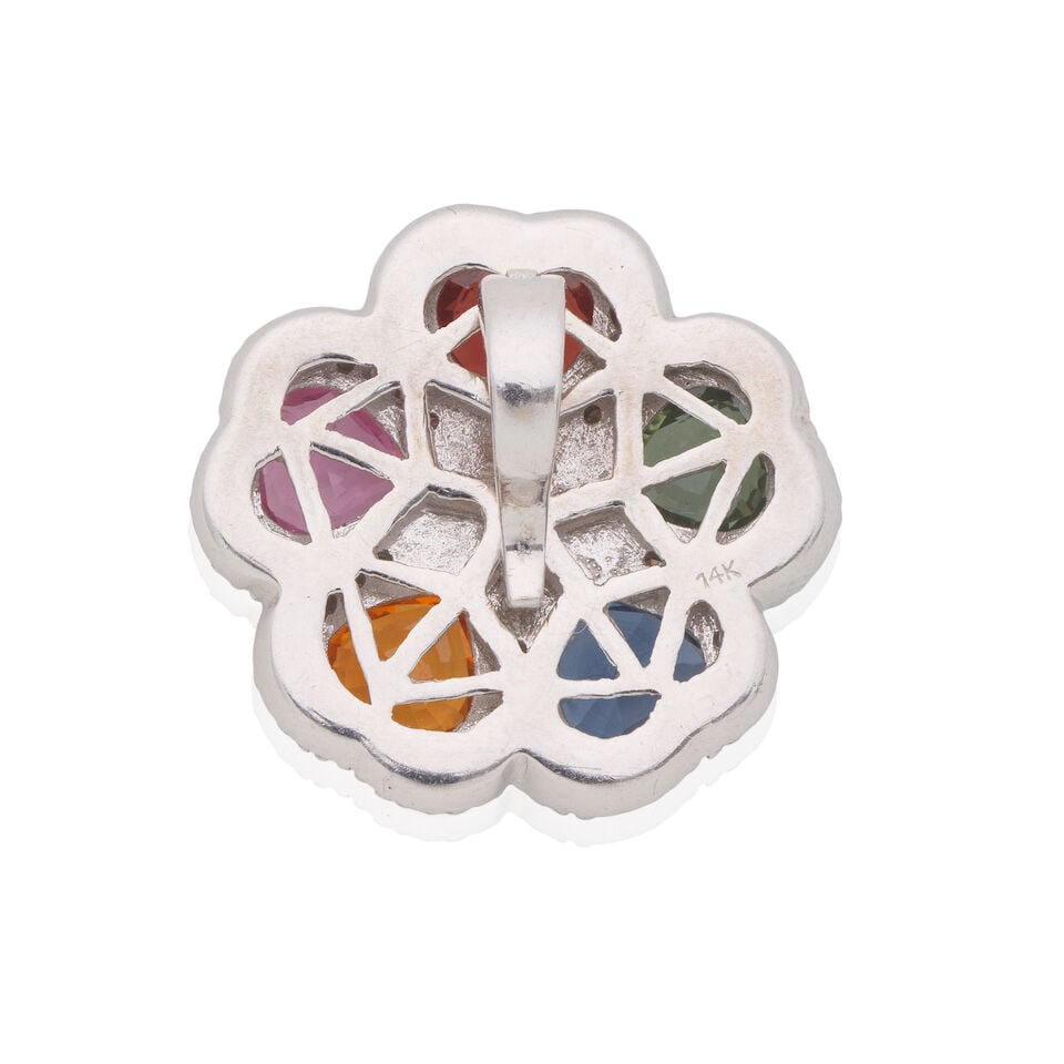 VARI-COLOURED SAPPHIRE AND DIAMOND PENDANT - 2