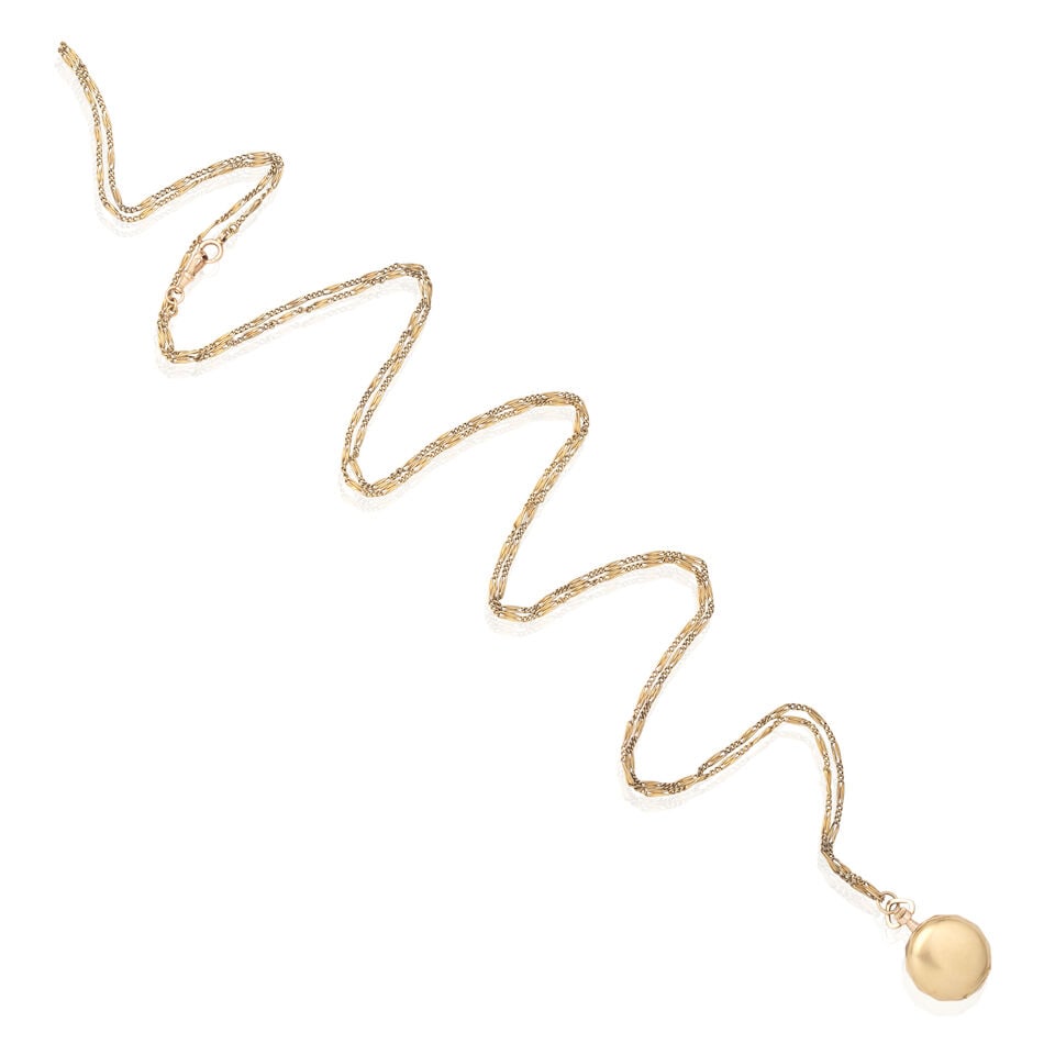 DIAMOND-SET FOB WATCH AND FANCY-LINK LONGCHAIN - 2
