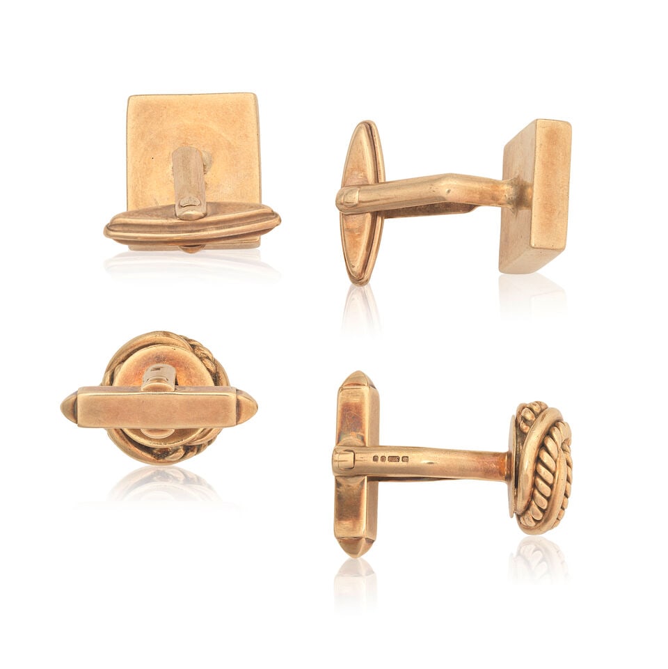 TWO PAIRS OF GOLD CUFFLINKS - 2