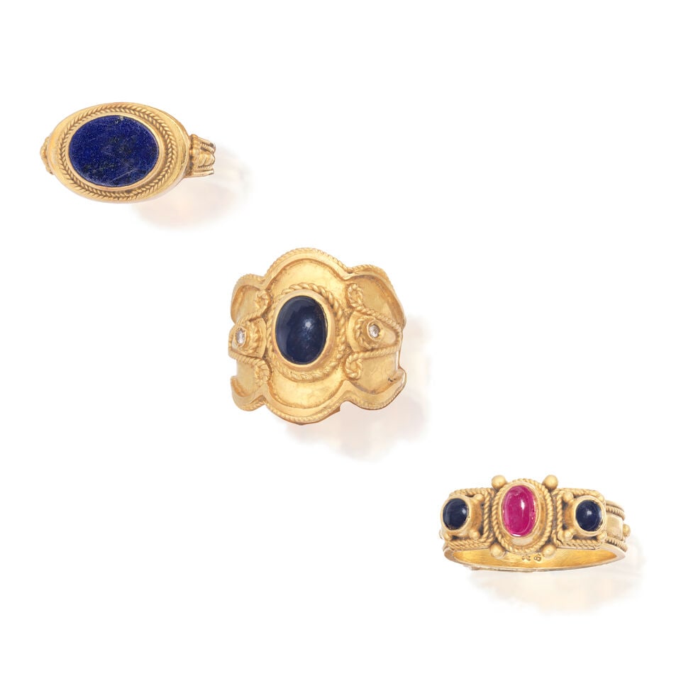 THREE GEM-SET RINGS (1 of 2)