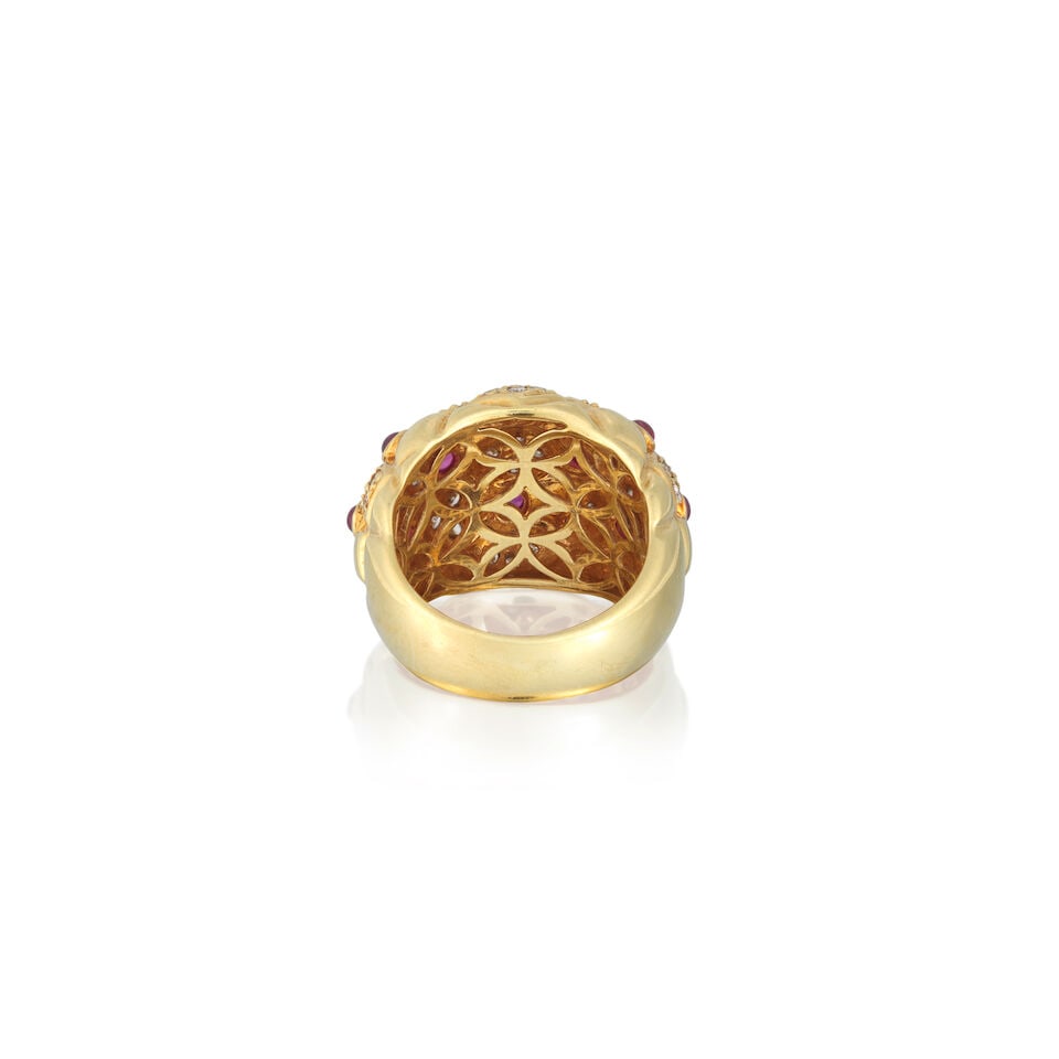 RUBY AND DIAMOND-SET BOMBÉ RING - 2
