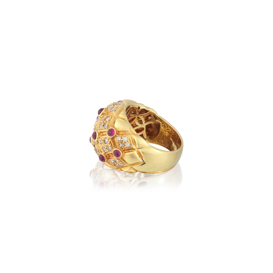 RUBY AND DIAMOND-SET BOMBÉ RING - 3