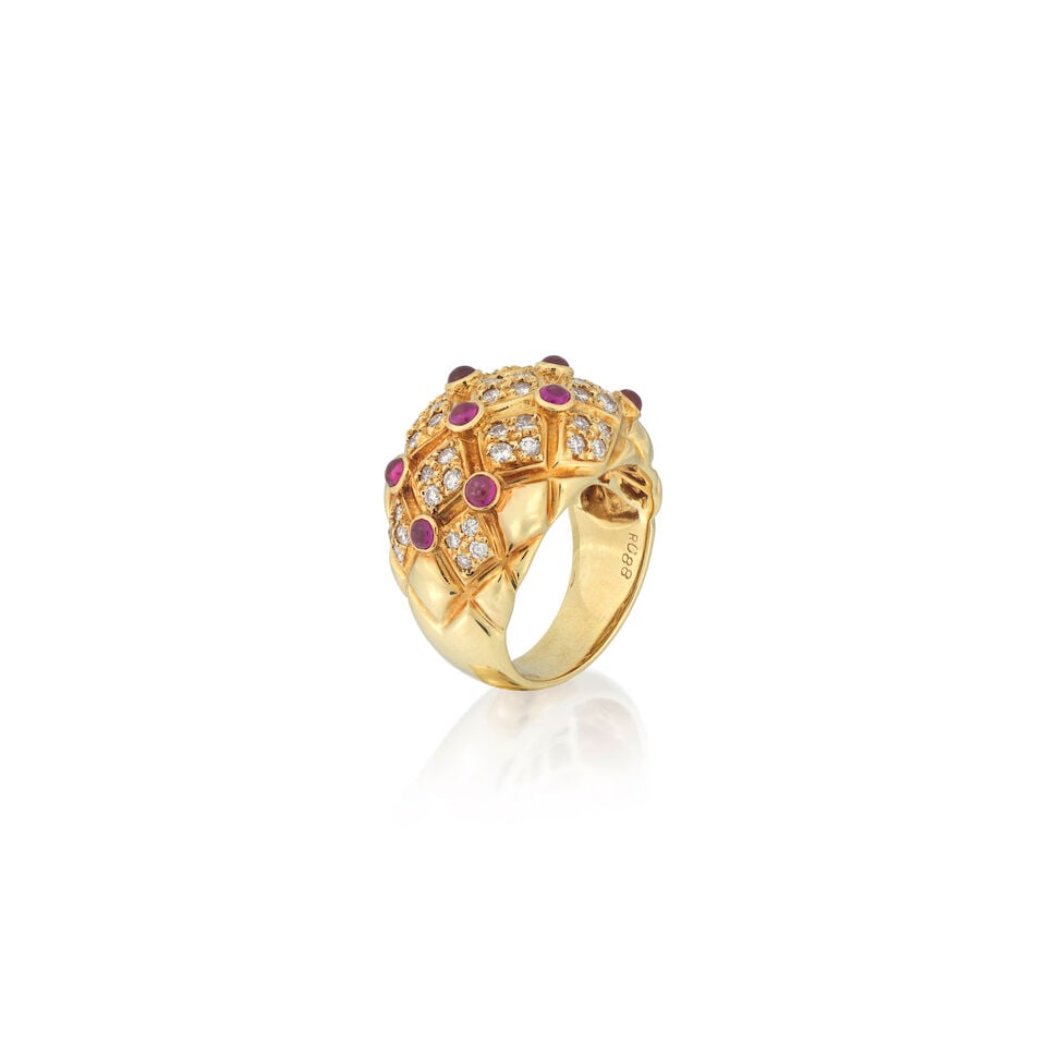 RUBY AND DIAMOND-SET BOMBÉ RING - 4