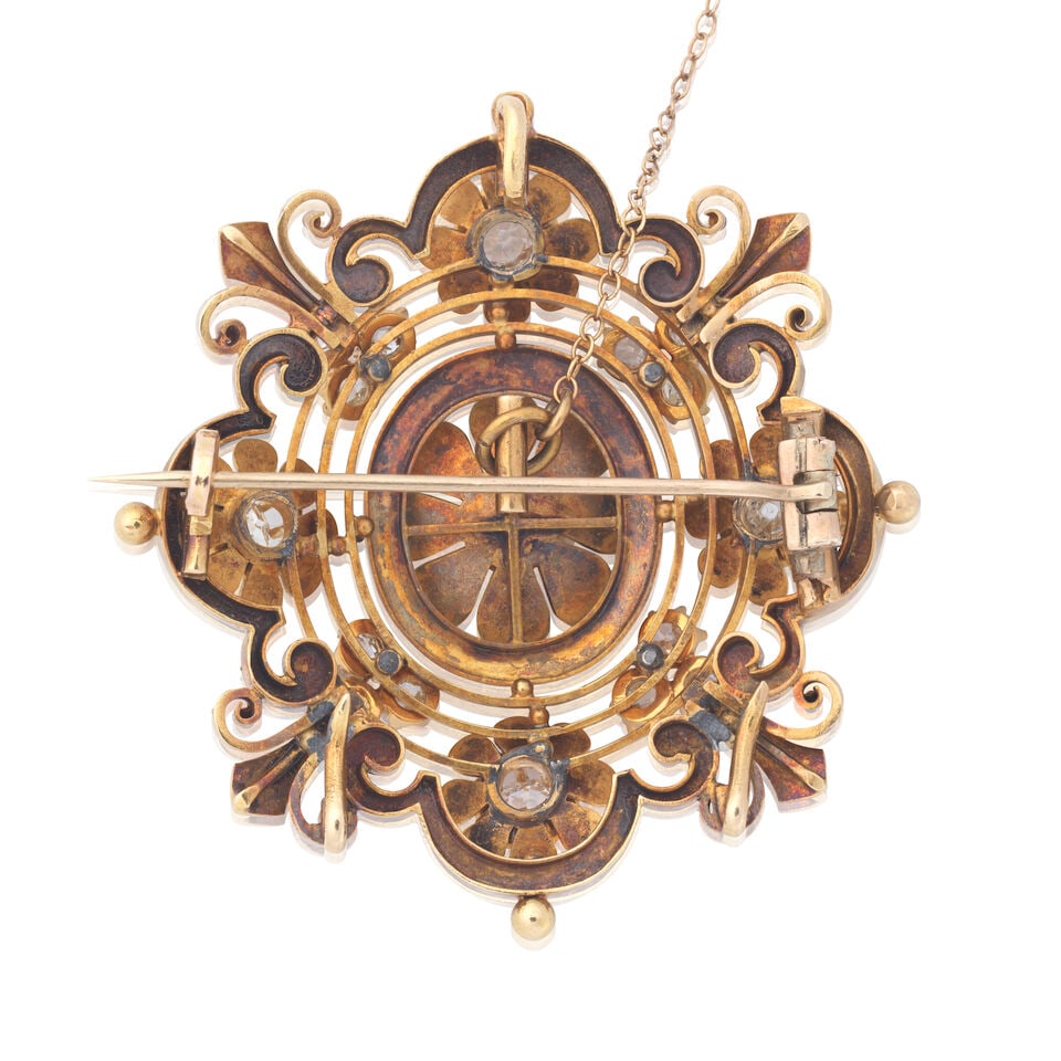 DIAMOND AND PEARL BROOCH, CIRCA 1870 - 2