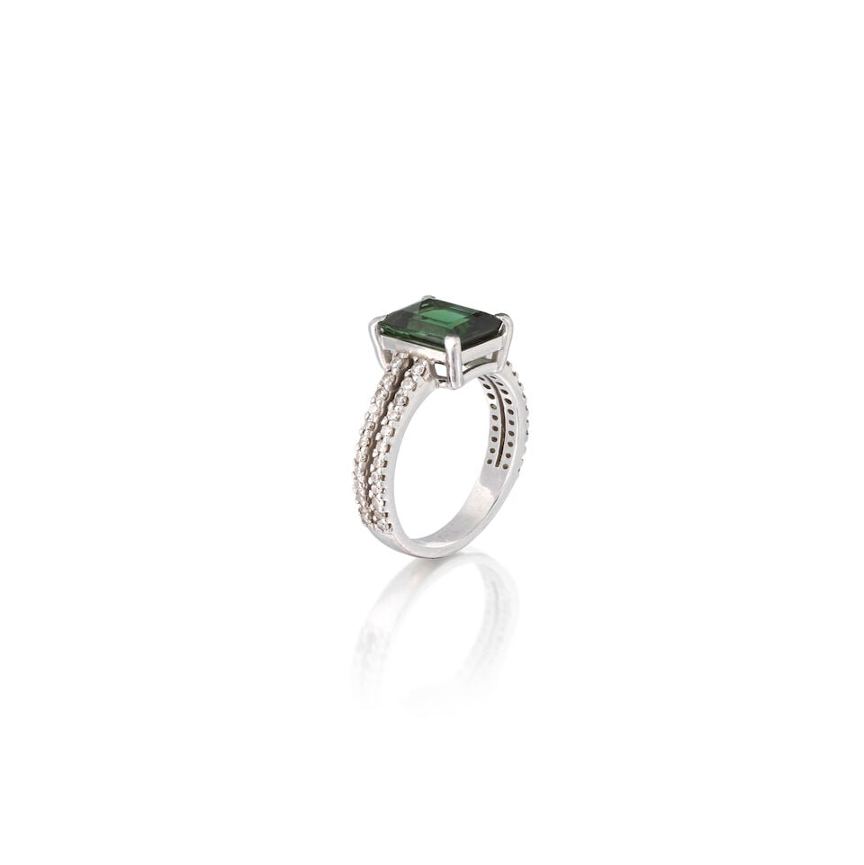 TOURMALINE AND DIAMOND RING - 2