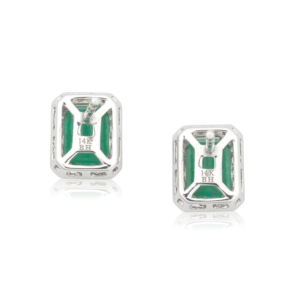 EMERALD AND DIAMOND CLUSTER EARRINGS - 2