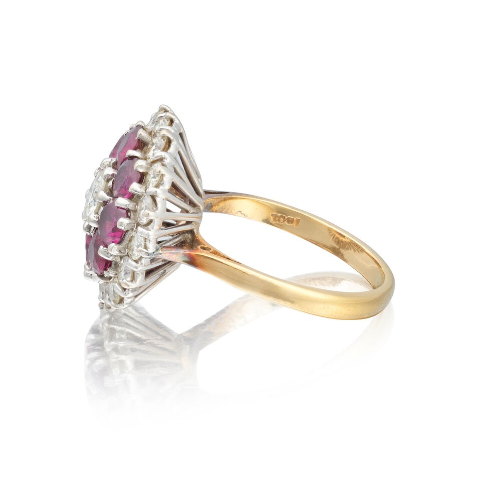 RUBY AND DIAMOND CLUSTER RING - 2
