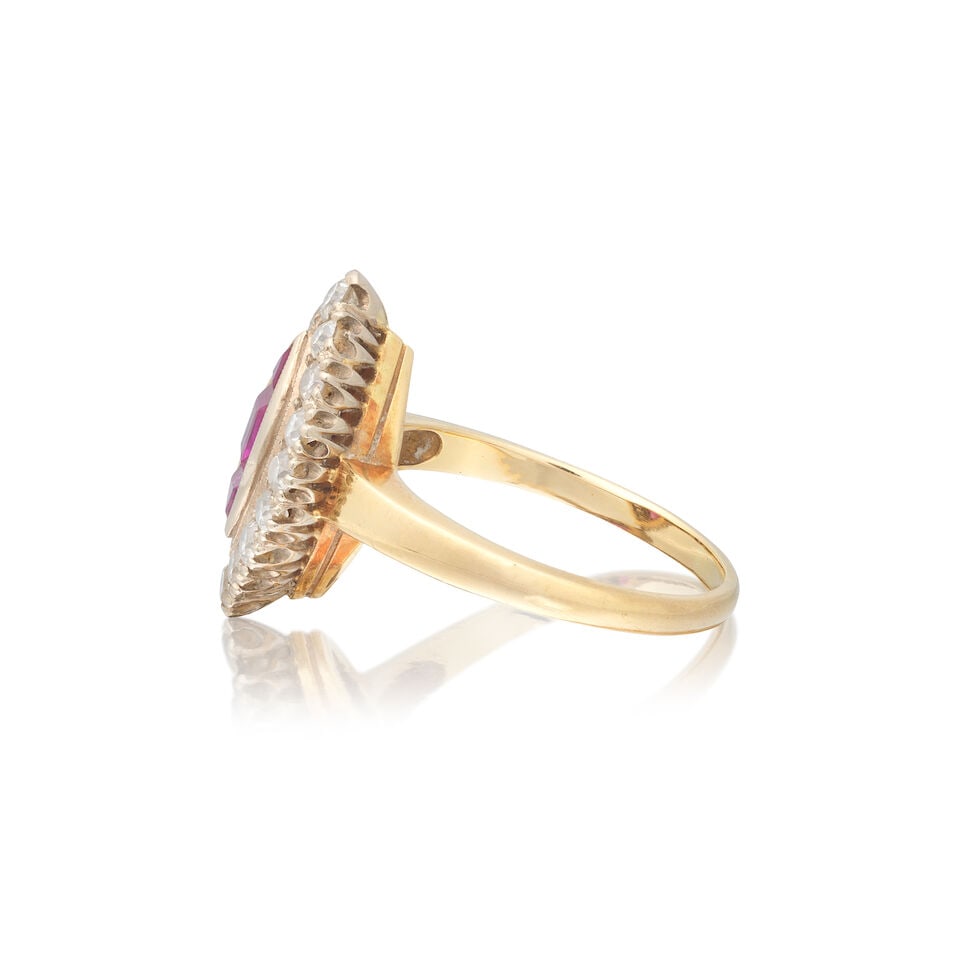 RUBY AND DIAMOND NAVETTE RING - 3