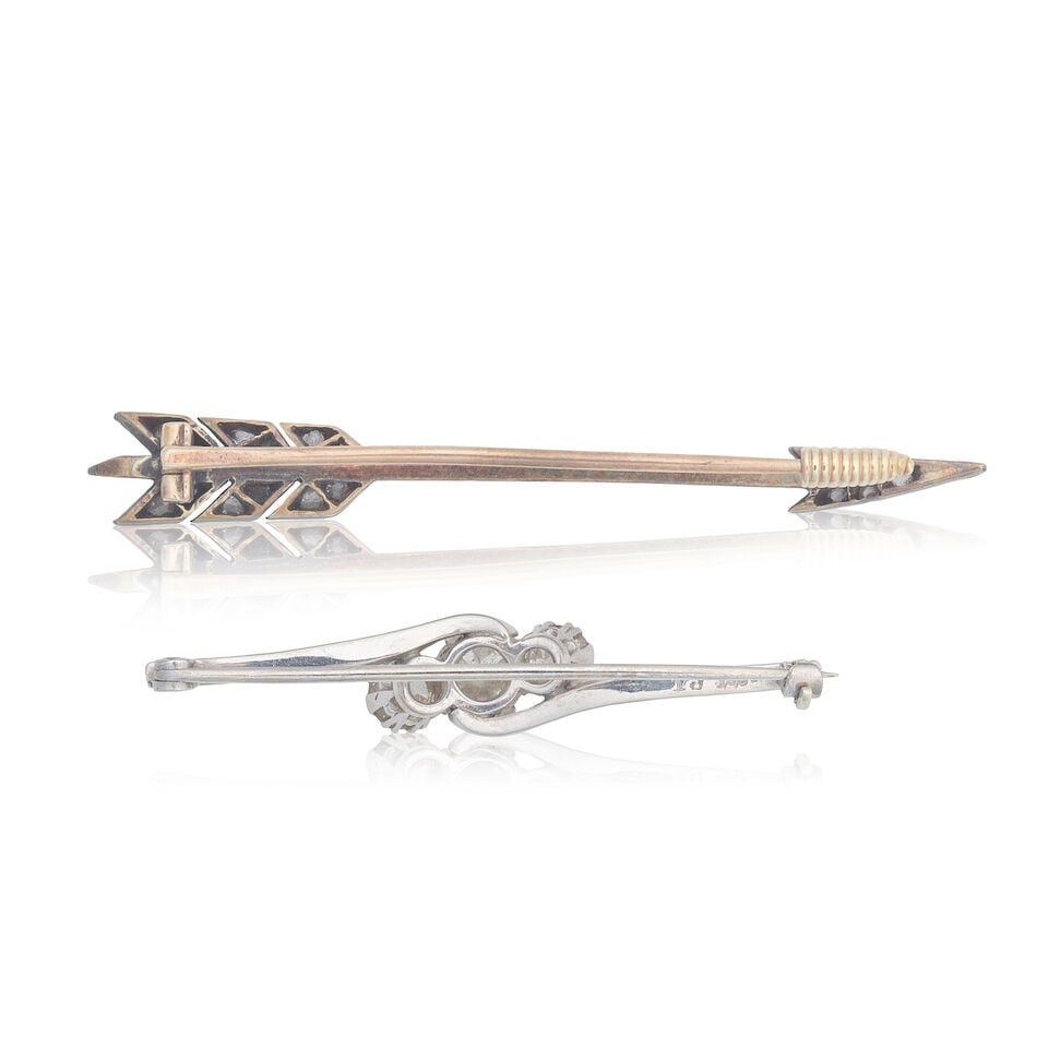TWO DIAMOND-SET BAR BROOCHES - 2