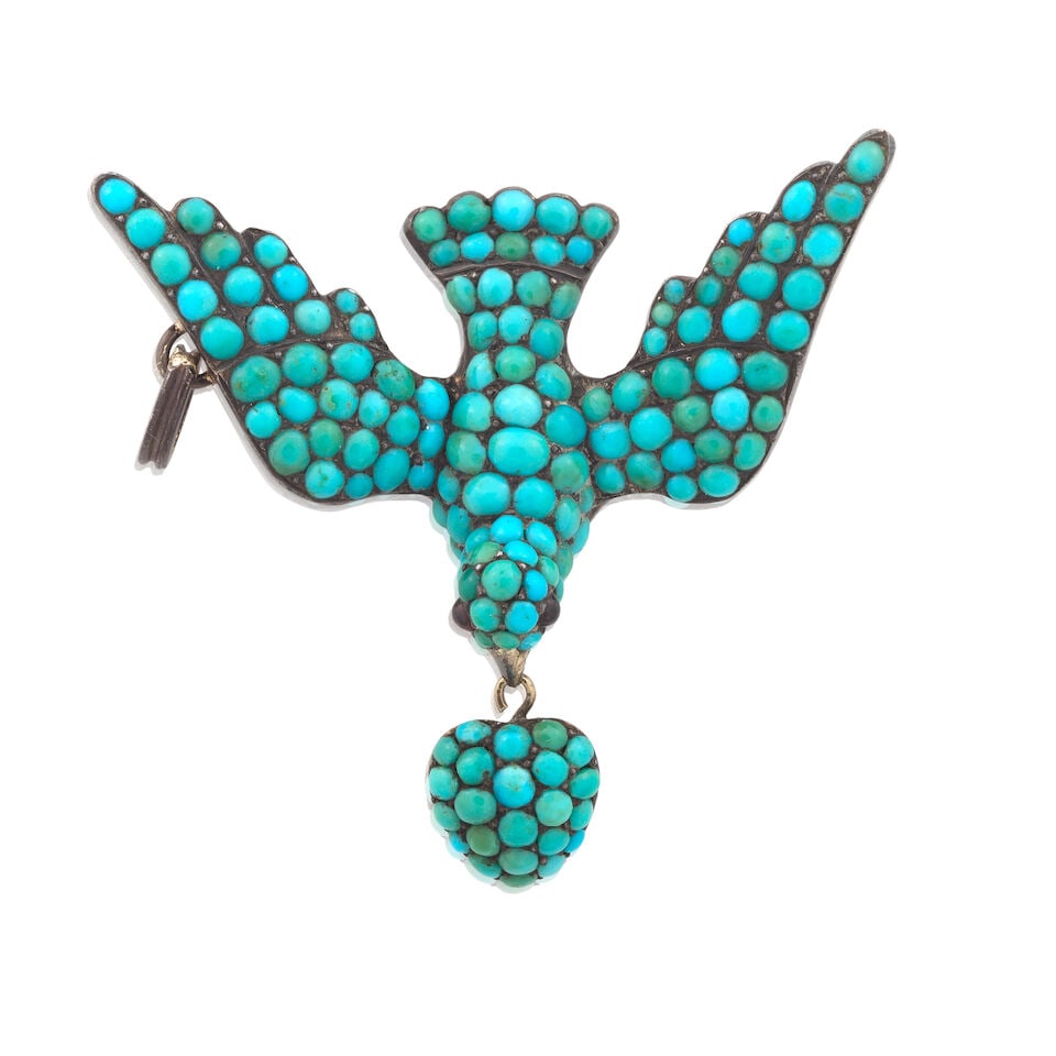 TURQUOISE-SET SAINT ESPIRIT BIRD PENDANT, CIRCA 1860 - 3