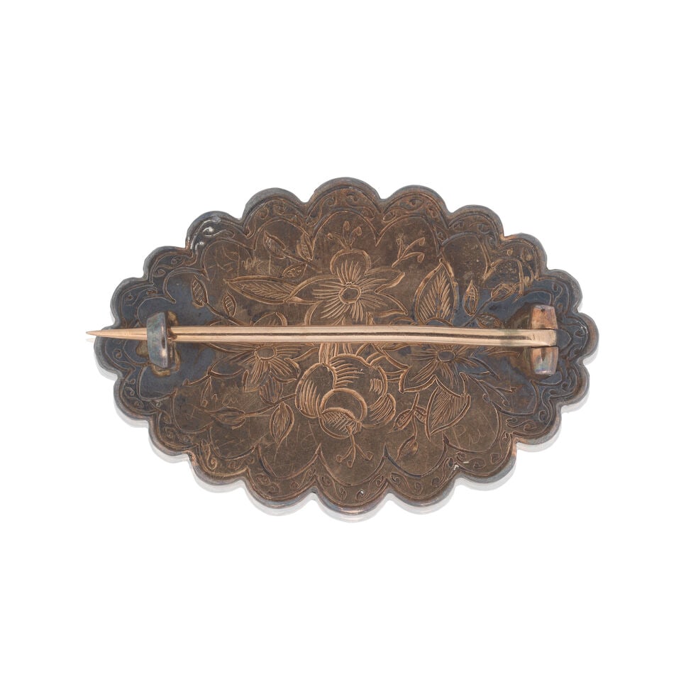 DIAMOND, PEARL AND ENAMEL BROOCH, CIRCA 1860 - 2