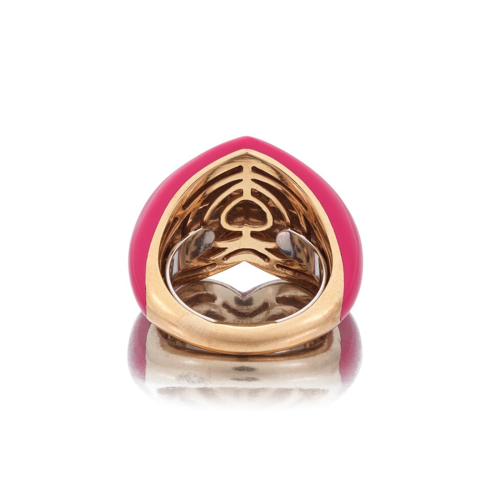 ROCK BY GS: DIAMOND AND ENAMEL HEART RING - 3