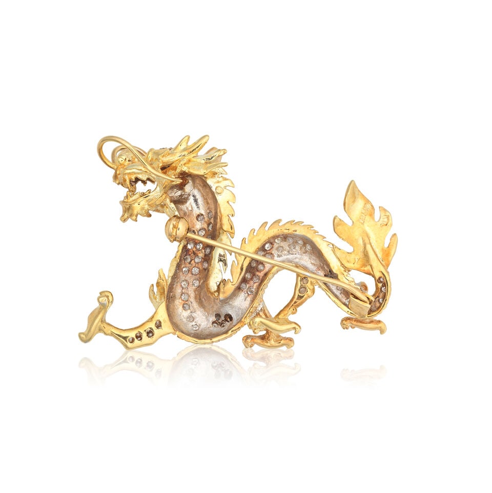 DIAMOND-SET DRAGON BROOCH - 2