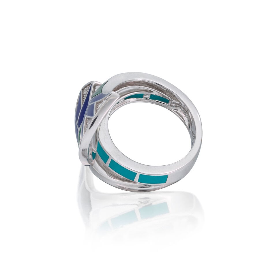 ROCK BY GS: DIAMOND, MALACHITE AND ENAMEL-SET RING - 4