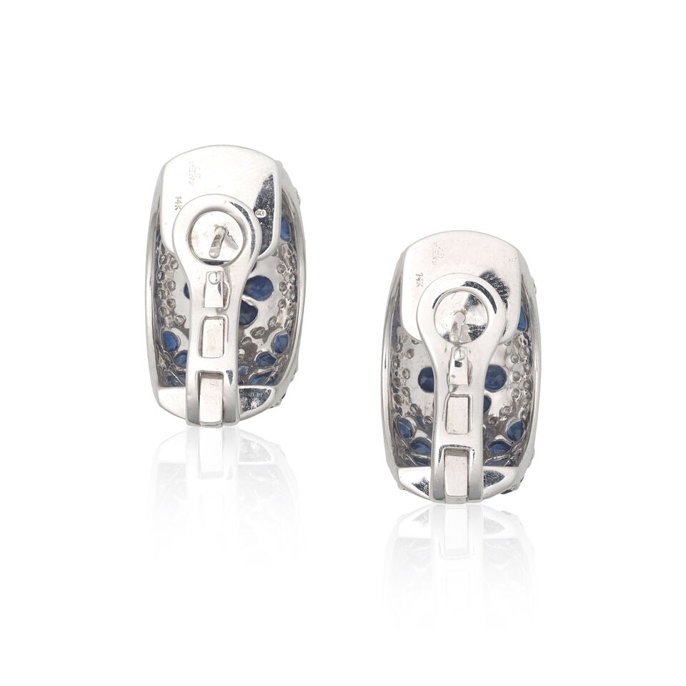 SAPPHIRE AND DIAMOND BOMBÉ EARRINGS - 2