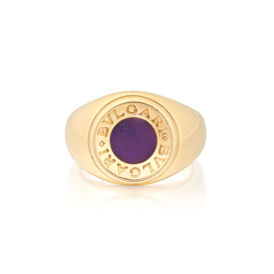 BULGARI: HARDSTONE SIGNET RING, CIRCA 1998 (1 of 3)