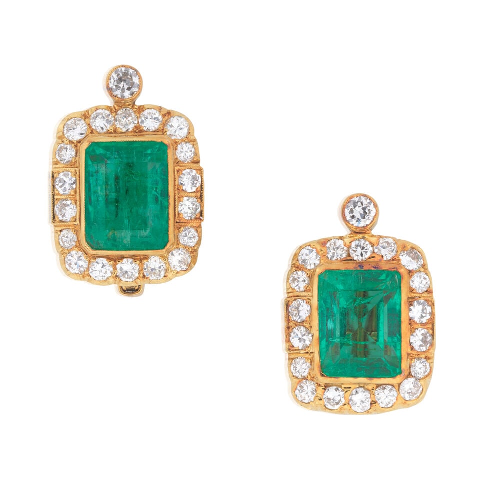 EMERALD AND DIAMOND EARRINGS (1 of 2)