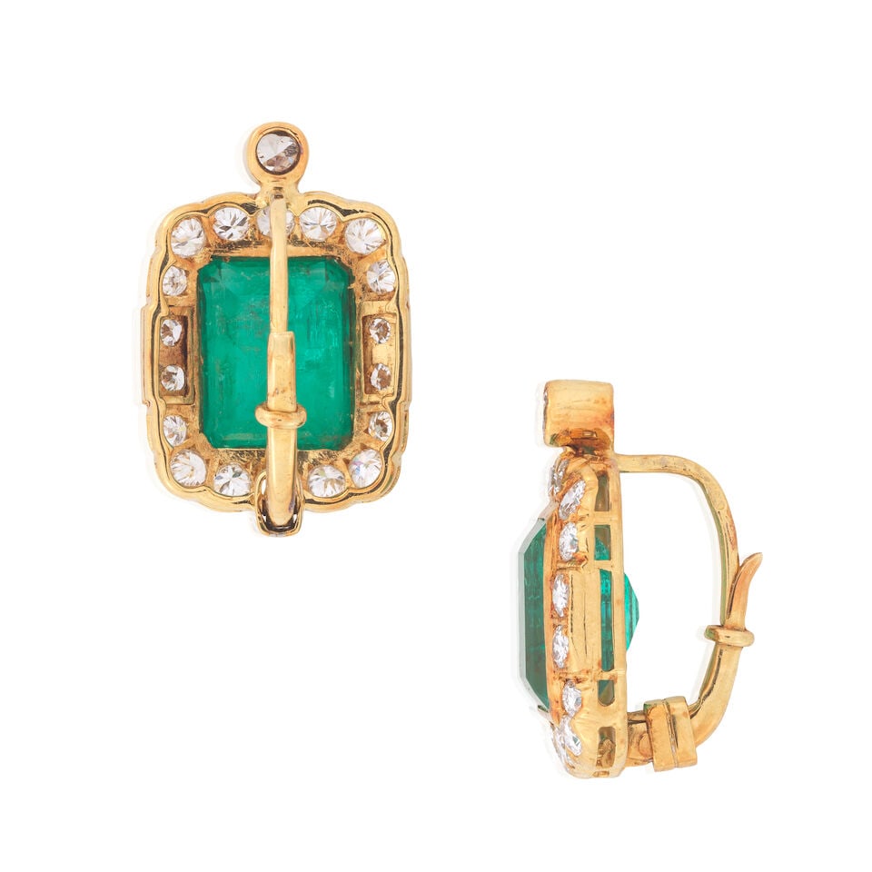 EMERALD AND DIAMOND EARRINGS - 2