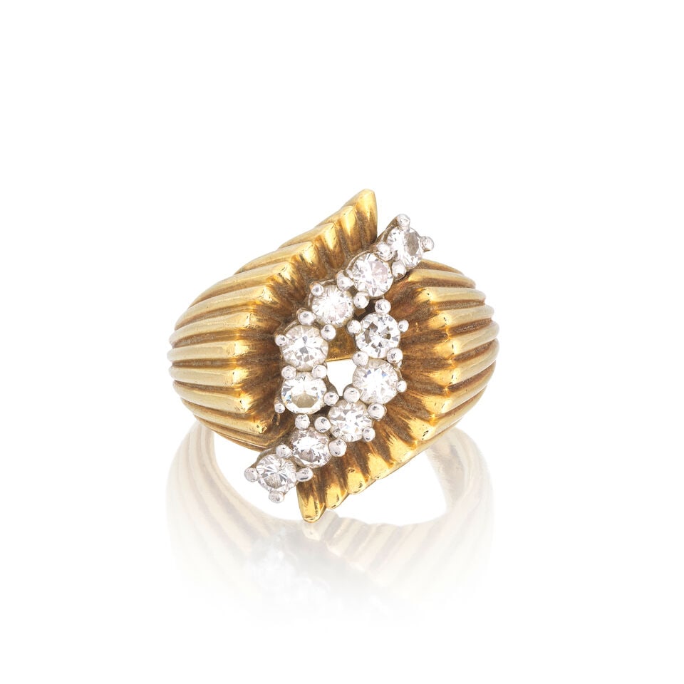 BEN ROSENFELD: DIAMOND-SET RING, 1977: BEN ROSENFELD: DIAMOND-SET RING, 1977 Brilliant-cut diamonds approx. 0.70ct total 18 carat gold Maker's mark BRLd, London hallmark Ring size approx. K Weight approx. 12.5g Footnotes: OVERALL CONDITION