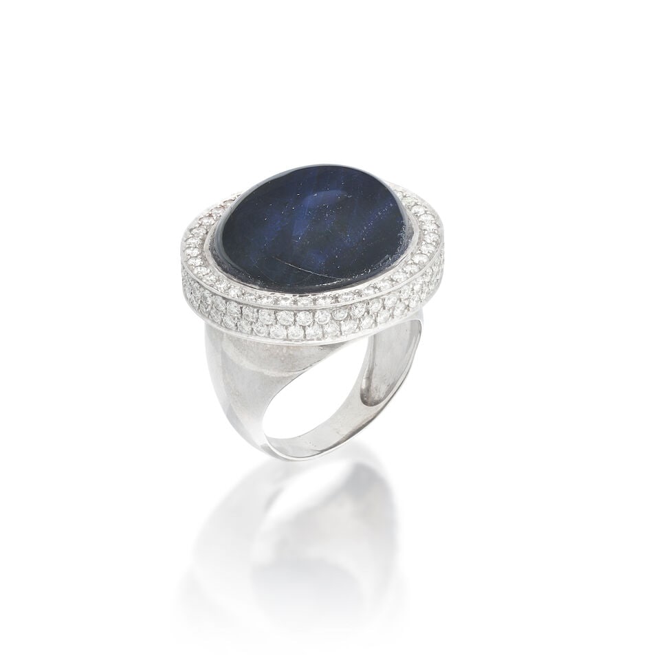 SAPPHIRE AND DIAMOND RING - 4