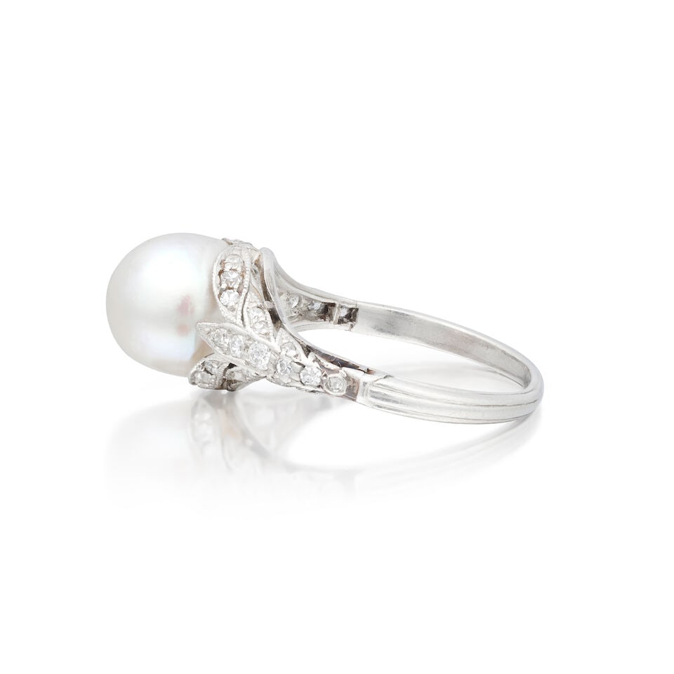 NATURAL PEARL AND DIAMOND RING, CIRCA 1910 - 3