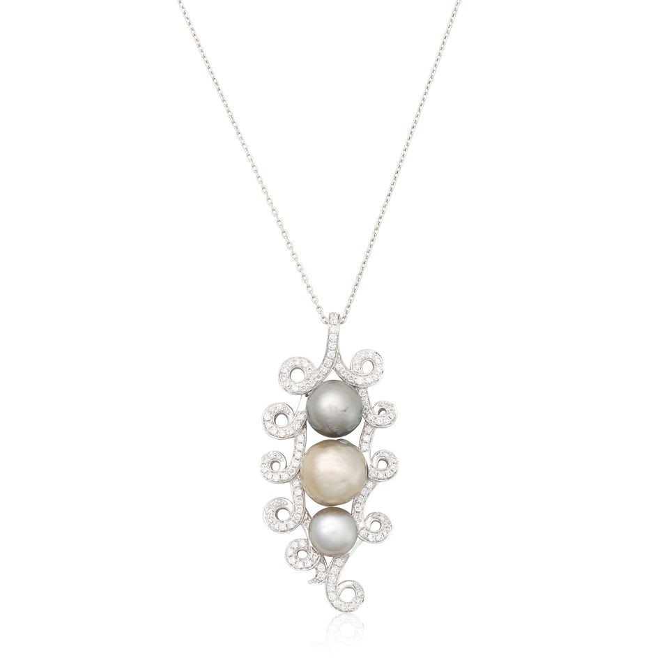 CULTURED PEARL AND DIAMOND PENDANT/NECKLACE (1 of 2)