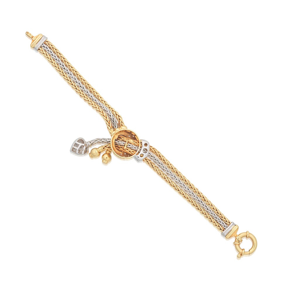 DIAMOND-SET TRI-COLOURED SWAG BRACELET - 2
