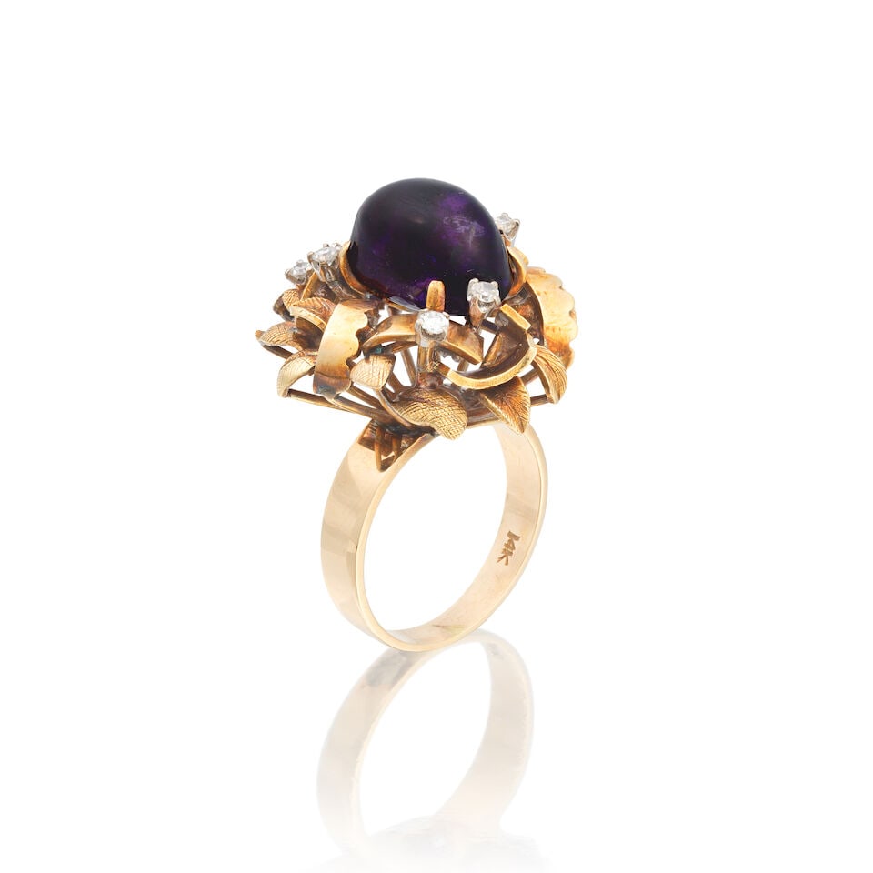 AMETHYST AND DIAMOND DRESS RING - 2
