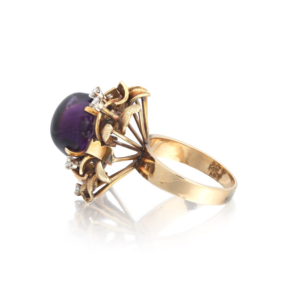 AMETHYST AND DIAMOND DRESS RING - 4