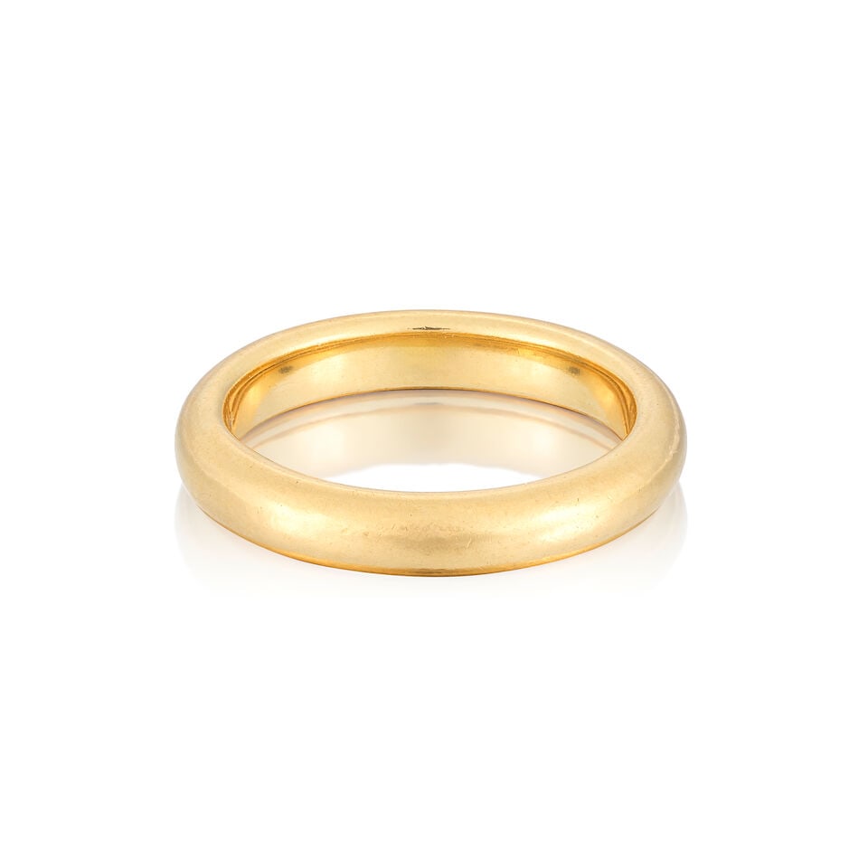 CARTIER: GOLD RING, 1987: CARTIER: GOLD RING, 1987 18 carat gold Signed Cartier, numbered 39383, maker's mark JC, London hallmark Width approx. 3.00mm Ring size approx. J½ Weight approx. 5.5g Footnotes: OVERALL