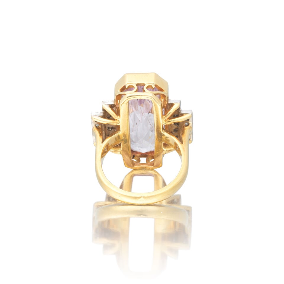KUNZITE AND DIAMOND RING - 2