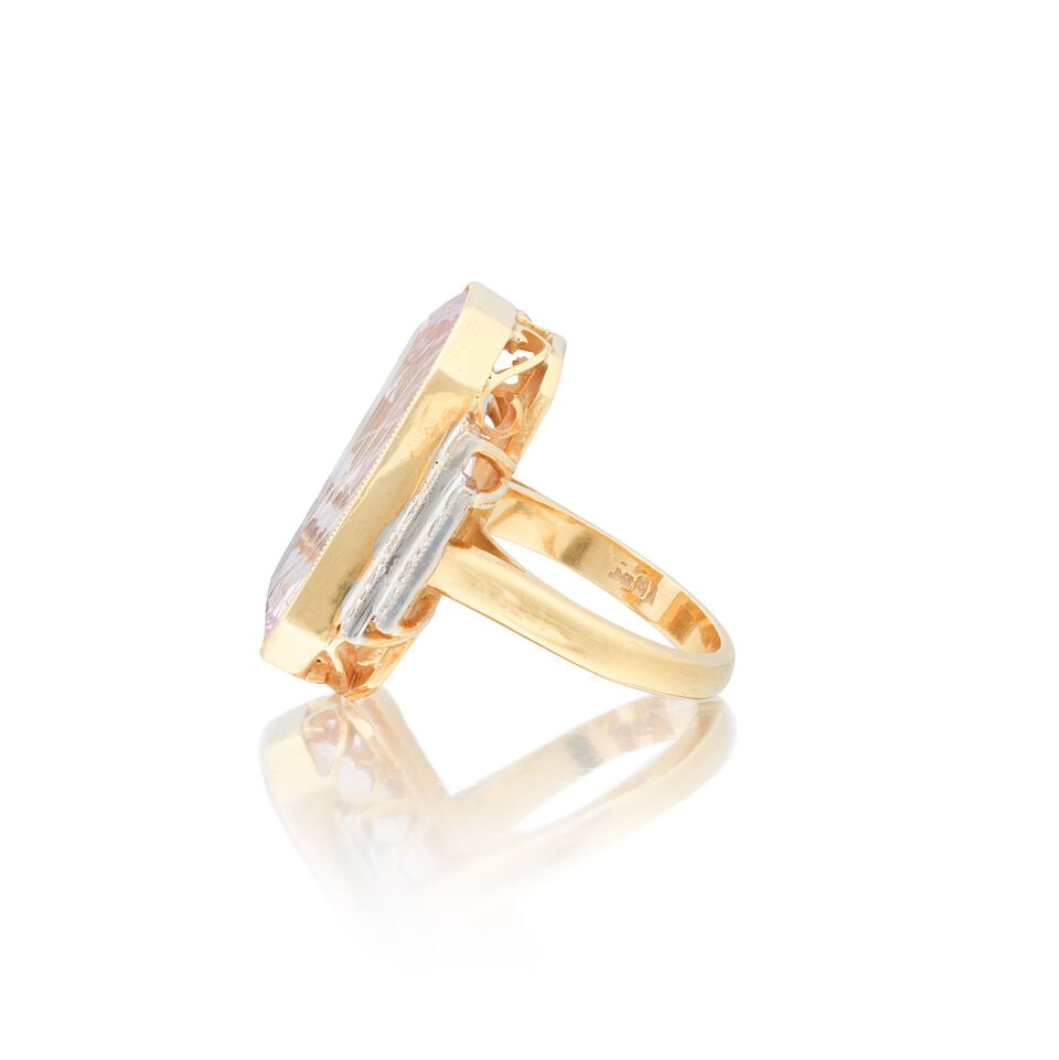 KUNZITE AND DIAMOND RING - 3