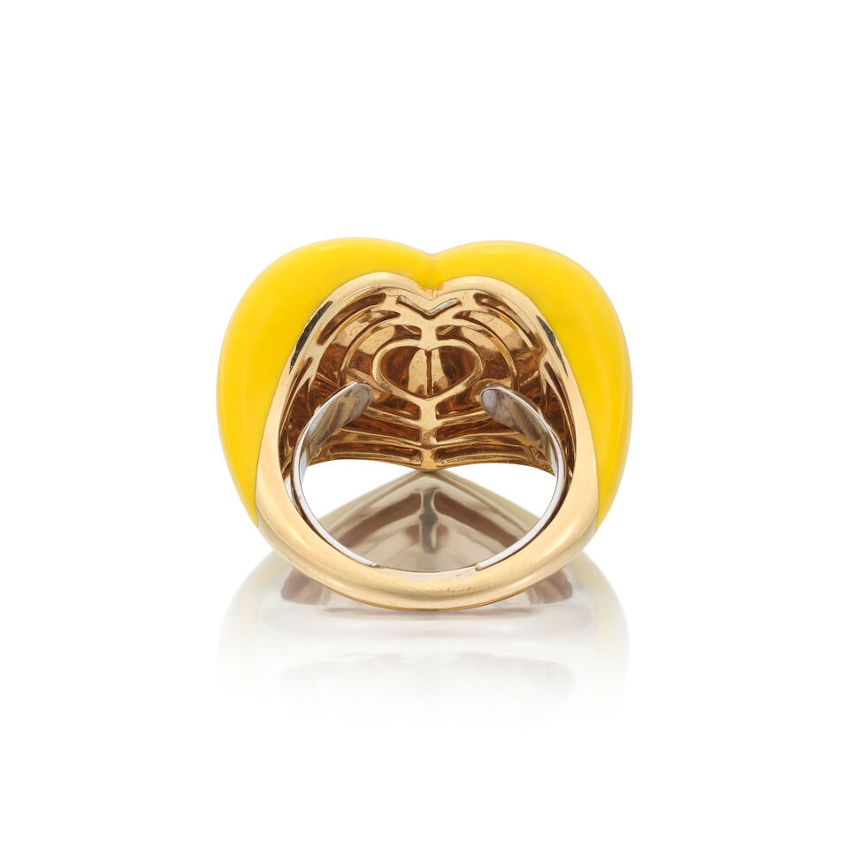 ROCK BY GS: DIAMOND AND ENAMEL HEART RING - 3