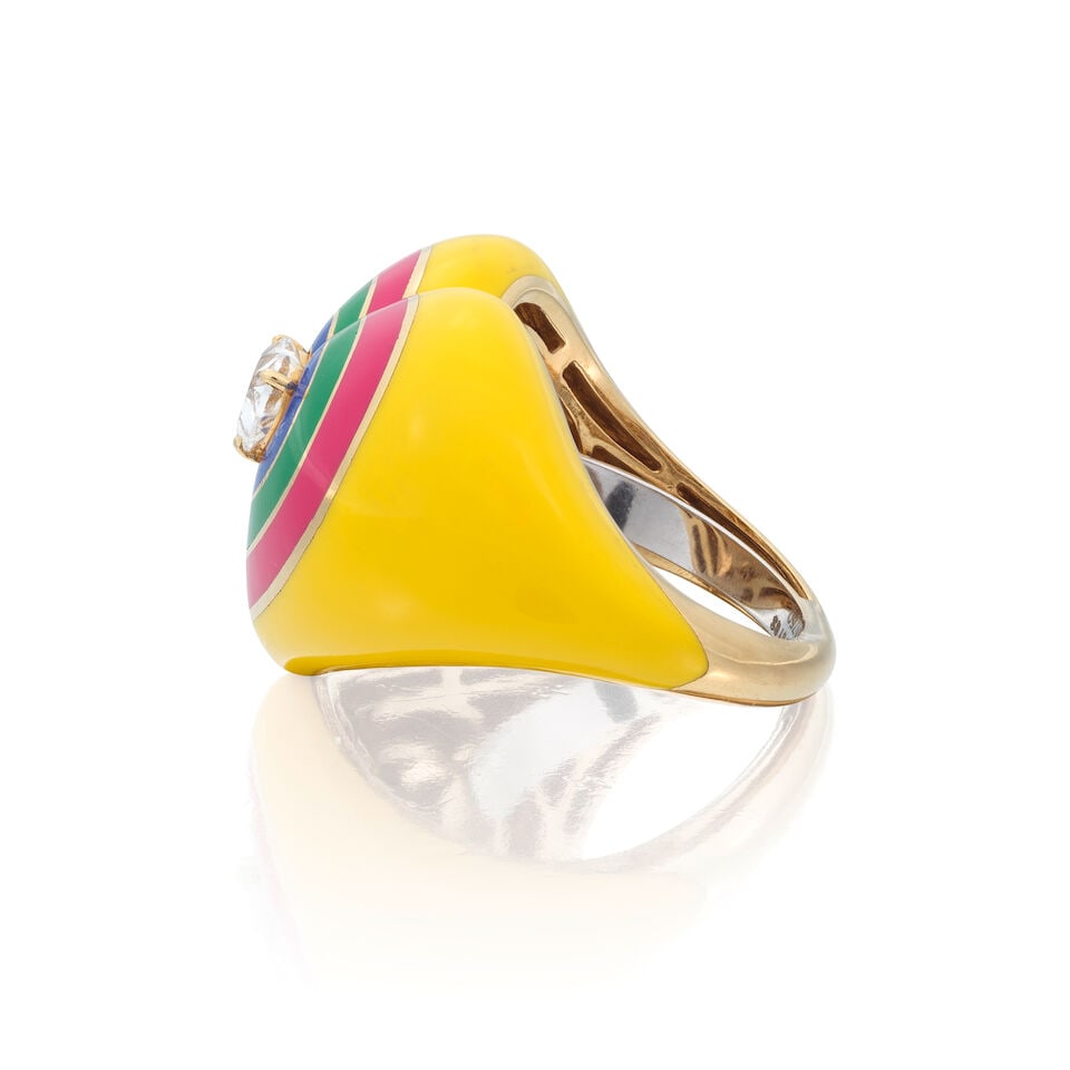 ROCK BY GS: DIAMOND AND ENAMEL HEART RING - 4