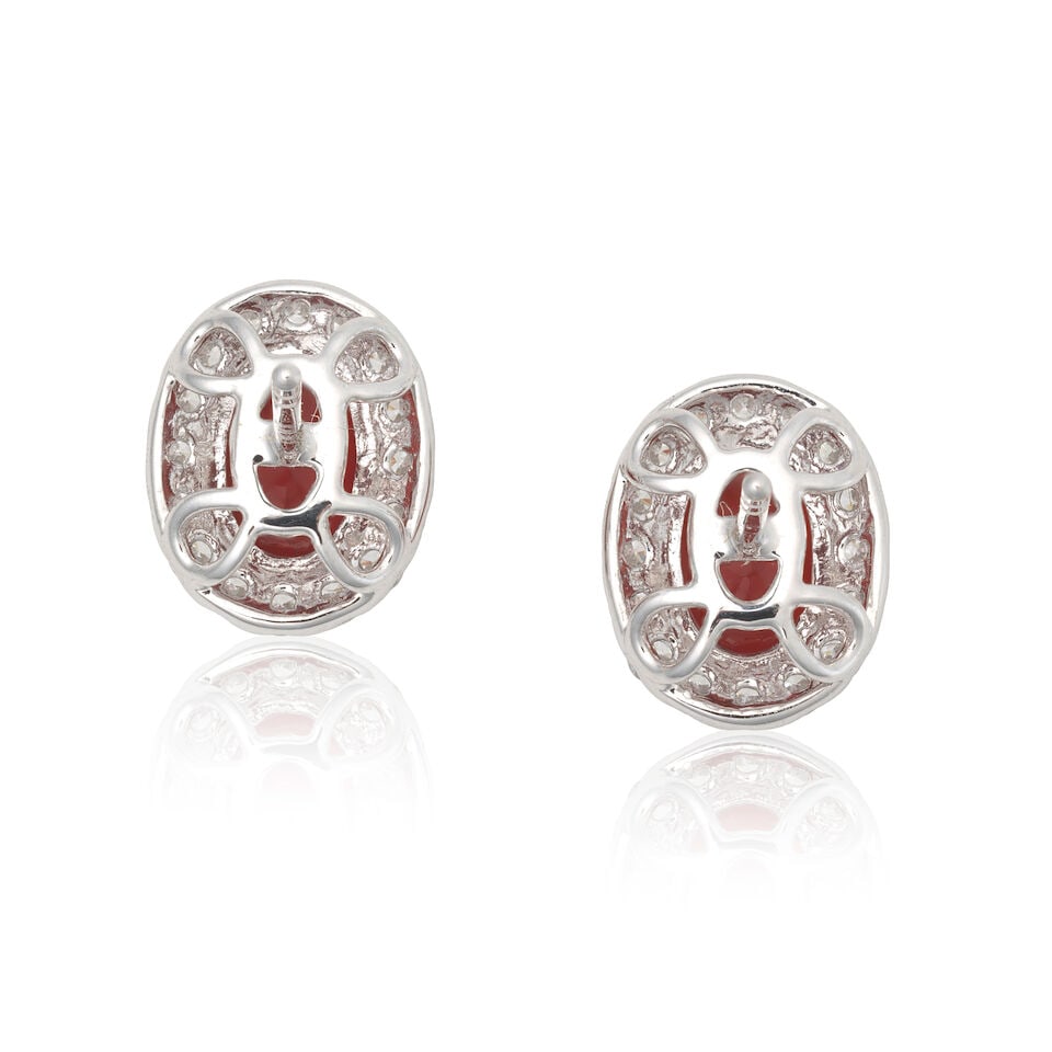HARLE PARIS: FIRE OPAL AND DIAMOND EARRINGS - 2