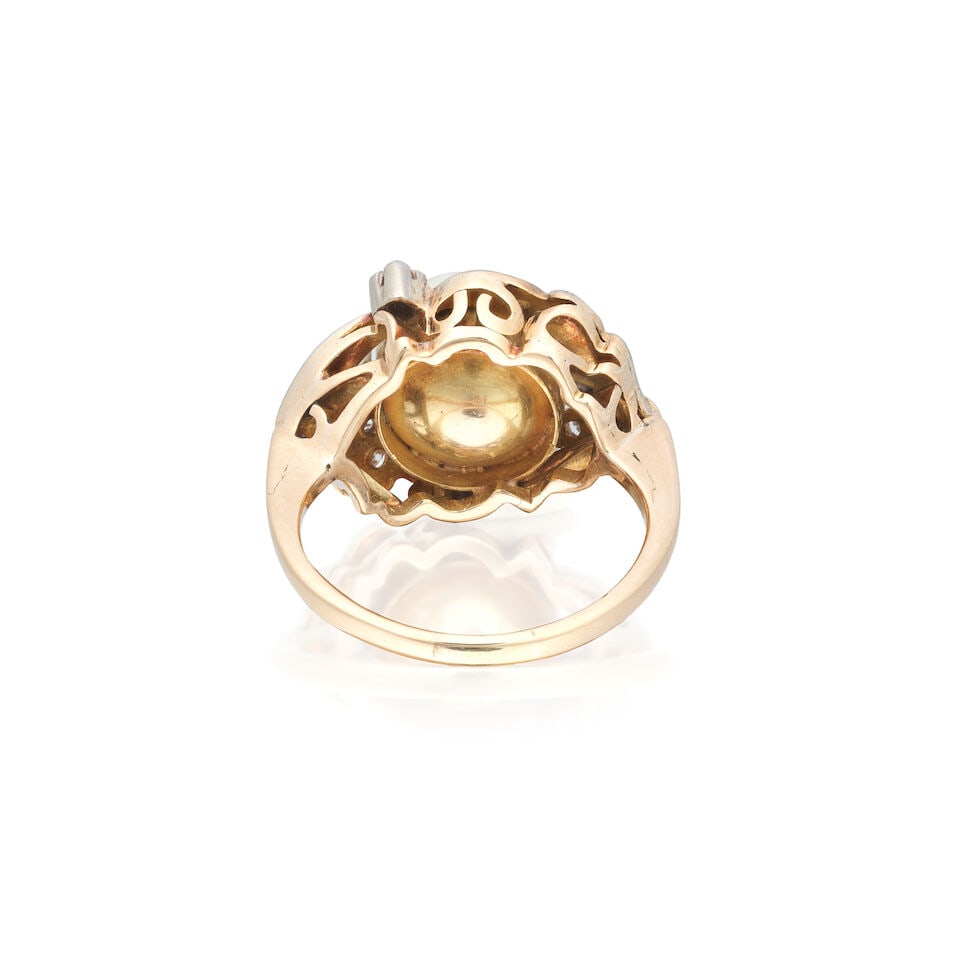 CULTURED PEARL AND DIAMOND RING - 2