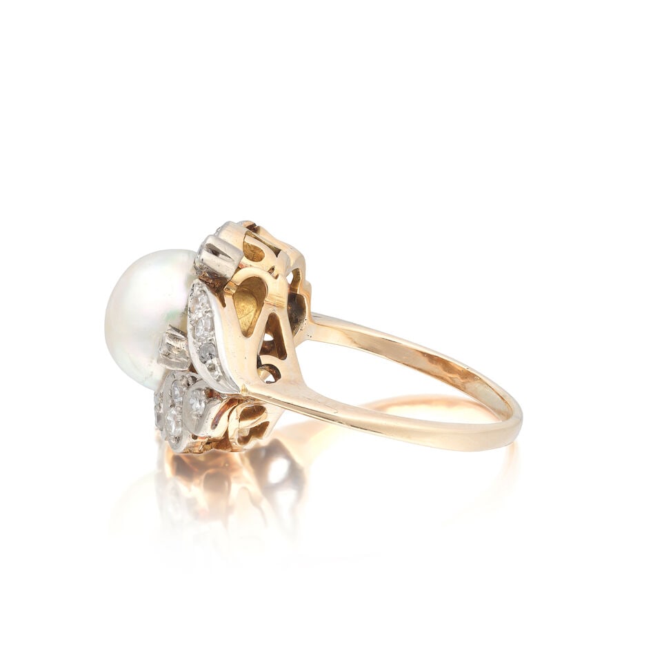 CULTURED PEARL AND DIAMOND RING - 3