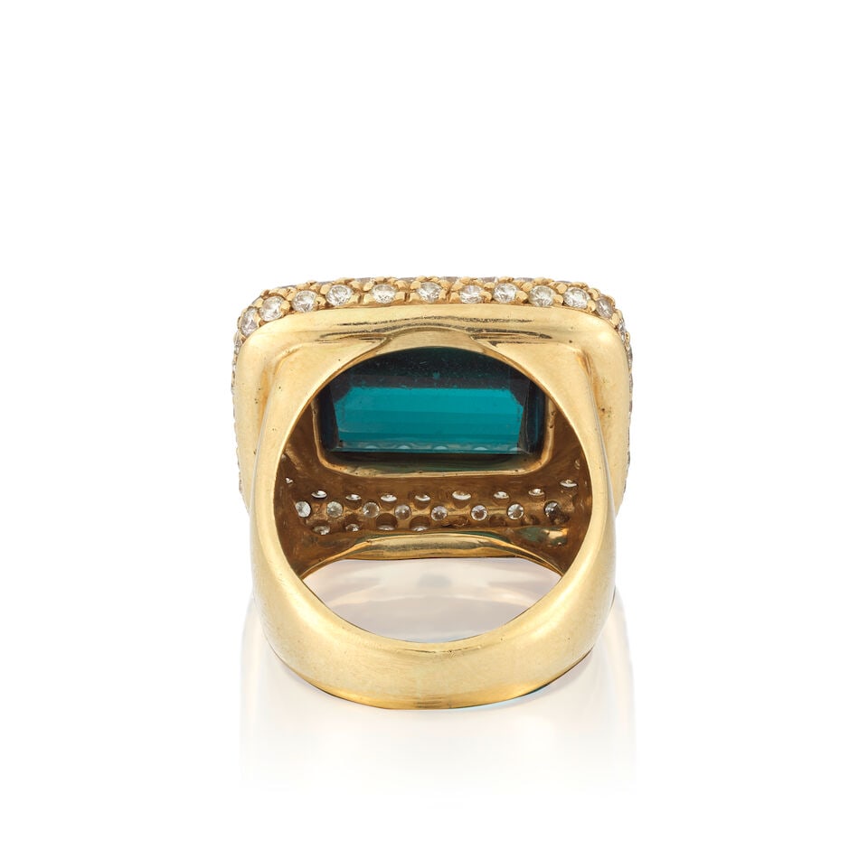 TOURMALINE AND DIAMOND CLUSTER RING - 3