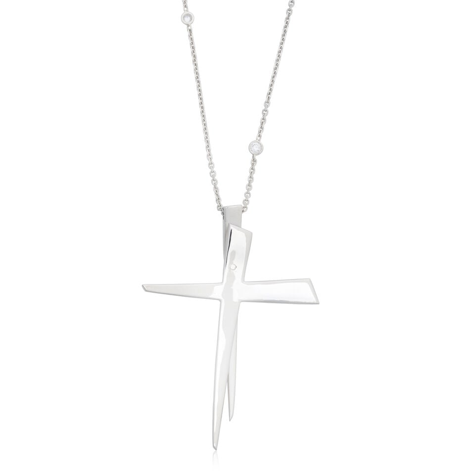 BOODLES: DIAMOND AND BLACK DIMAOND CROSS PENDANT/NECKLACE, 2001 - 2