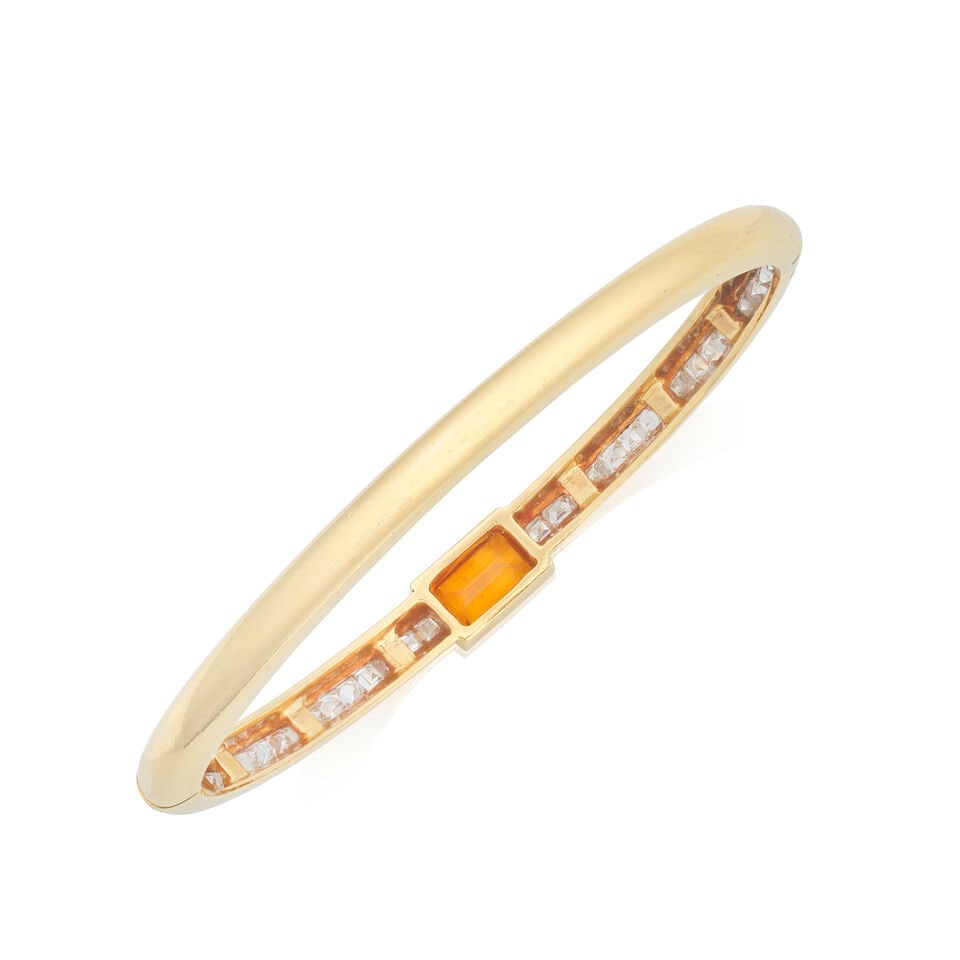 DIAMOND AND TOPAZ-SET BANGLE - 2