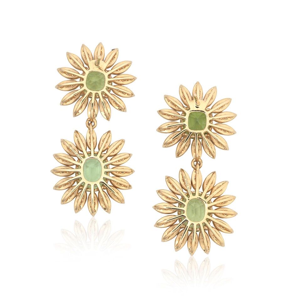 PERIDOT AND DIAMOND FLOWER EARRINGS - 5