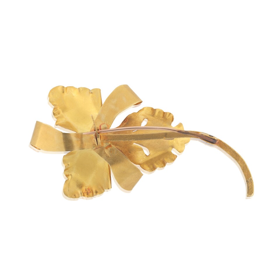 PEARL-SET ORCHID BROOCH - 2