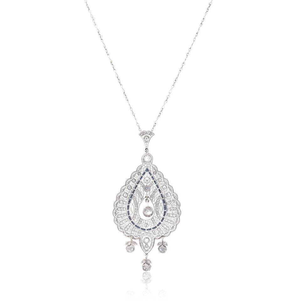DIAMOND AND SAPPHIRE NECKLACE, CIRCA 1910 - 2